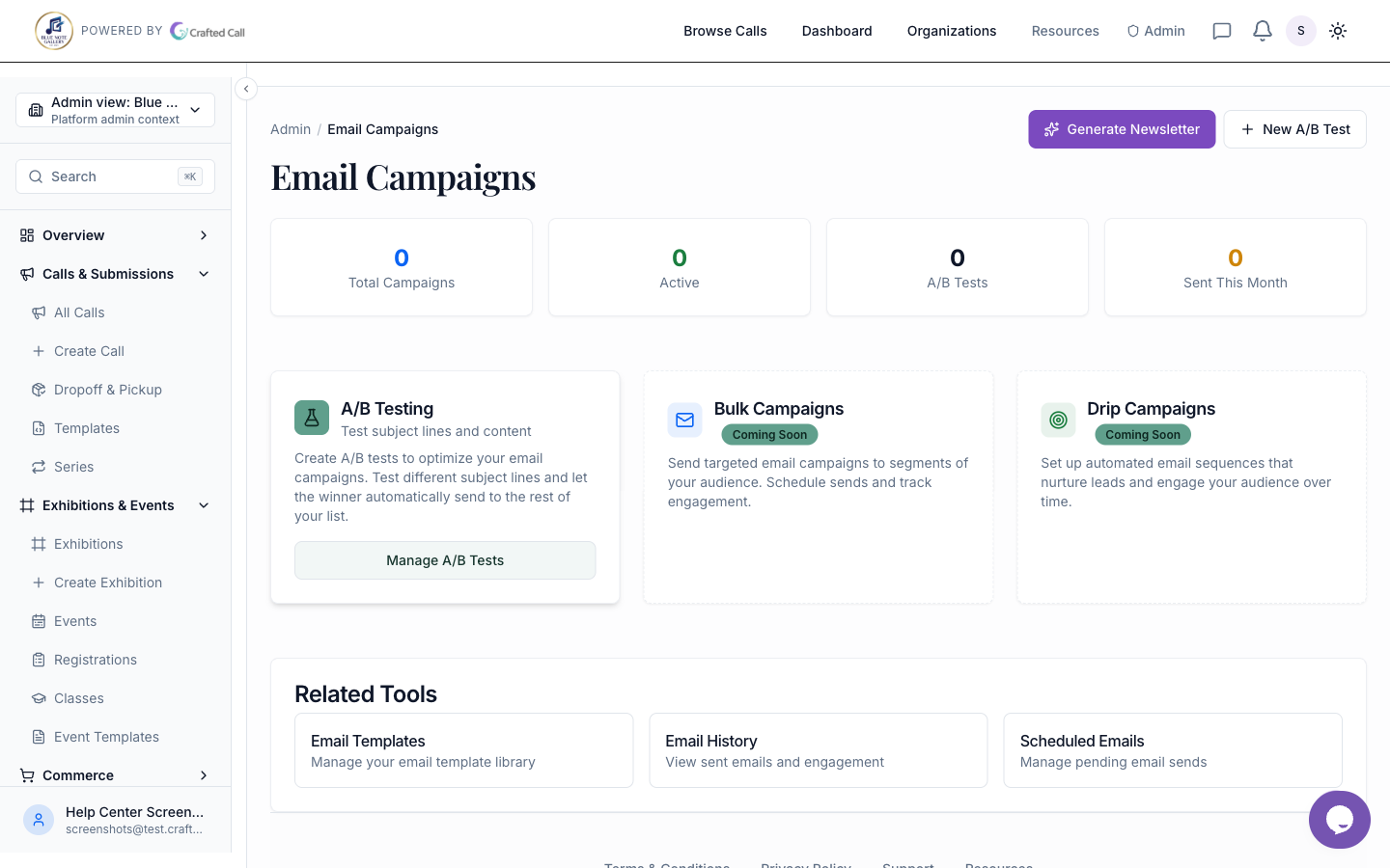 Email campaigns dashboard